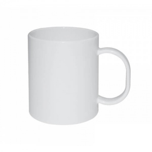 Baltā plastmasas krūzīte 330ml