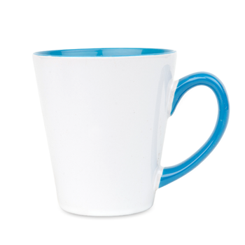 Baltā krūzīte MAZĀ LATTE ar gaiši zilo iekšu un osu